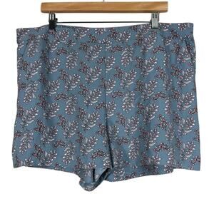 NWT LOFT Shorts Womens XL Blue Floral Pull On 3.5” High Waisted Cottagecore Boho